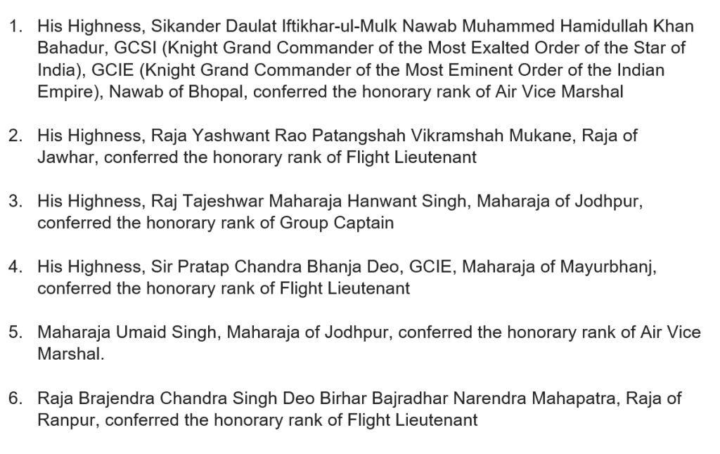 Indian Air Force royal officers
