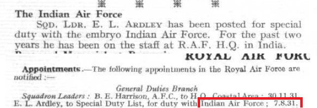 Ernest Lionel Ardley IAF